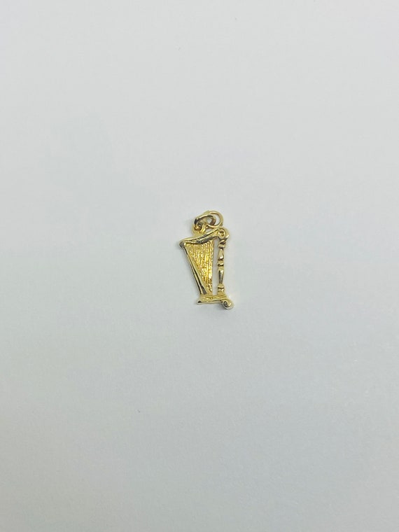 14K Yellow Gold Harp Instrument Pendant/Charm *VI… - image 2