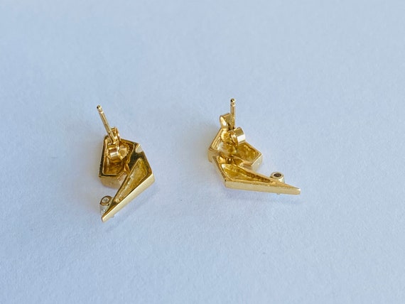14K Yellow Gold + Diamond Earrings *VINTAGE* - image 6