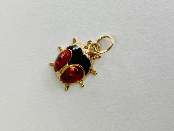 14K Yellow Gold +  Enamel Ladybug Pendant/Charm *… - image 1