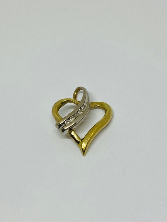 10K Yellow Gold + 10K White Gold + Diamond Heart P