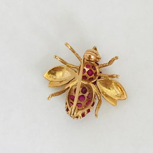 14K Yellow Gold + Ruby FLY Pin/brooch *VINTAGE* - Etsy