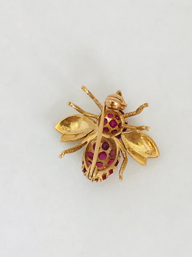 14K Yellow Gold + Ruby FLY Pin/brooch *VINTAGE* - Etsy