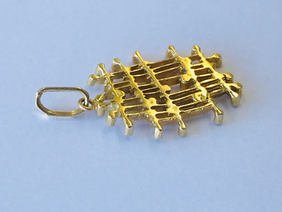 14K Yellow Gold Abstract Unisex Pendant *VINTAGE* - image 9