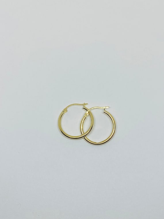 14K Yellow Gold Thin/Dainty Hoop Earrings *VINTAG… - image 4