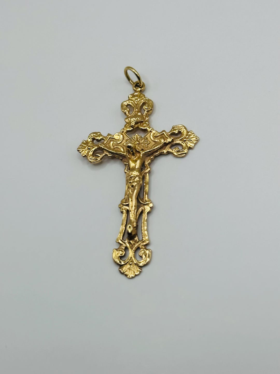 14K Solid Yellow Gold Cross Necklace, Small Cross Necklace, Cross Pendant, Minimalist Cross Necklace, Crucifix Cross Necklace, Baptism Gift