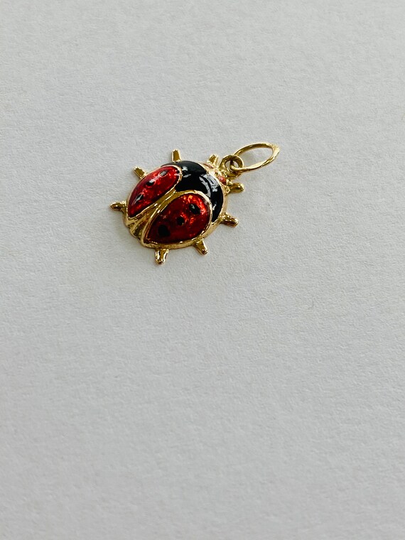 14K Yellow Gold +  Enamel Ladybug Pendant/Charm *… - image 6