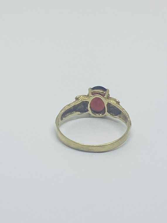 10K Yellow Gold + Garnet Statement Ring BAND SIZE… - image 5