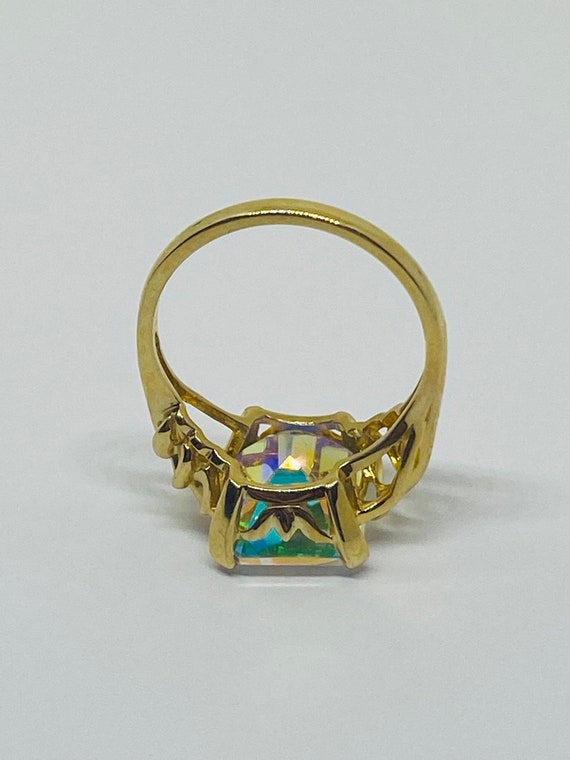 10K Yellow Gold + Rectangular Iridescent Statemen… - image 9