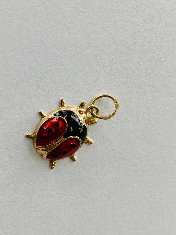 14K Yellow Gold +  Enamel Ladybug Pendant/Charm *… - image 3