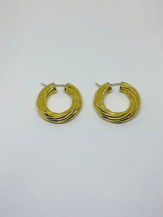 14K Yellow Gold Large/Thick Hoop Earrings *VINTAGE