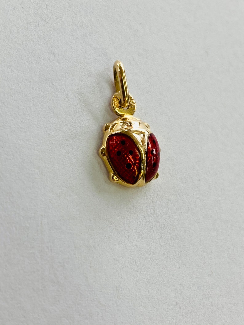 Enamel Lady Bug PendantCharm *VINTAGE* 14k Yellow Gold