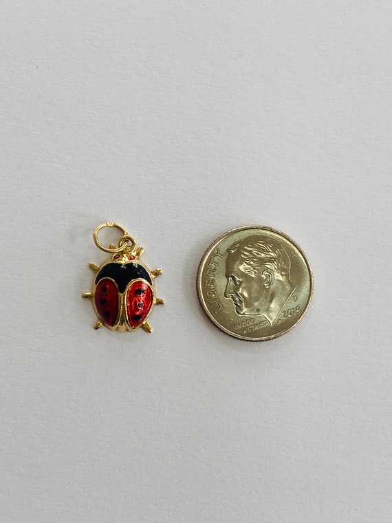 14K Yellow Gold +  Enamel Ladybug Pendant/Charm *… - image 8