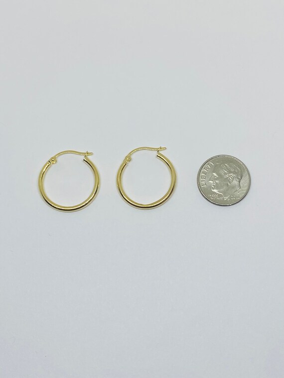 14K Yellow Gold Thin/Dainty Hoop Earrings *VINTAG… - image 8