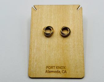 14K Yellow Gold Swirl/Loop Simple/Minimalist Stud Earrings  *VINTAGE*