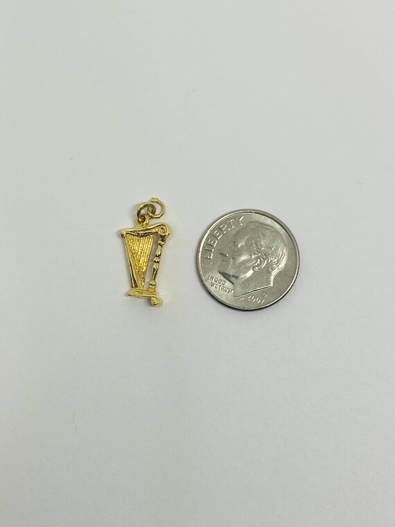 14K Yellow Gold Harp Instrument Pendant/Charm *VI… - image 6