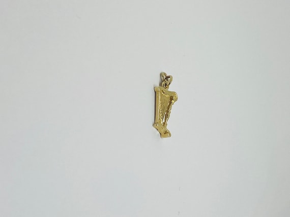 14K Yellow Gold Harp Instrument Pendant/Charm *VI… - image 3