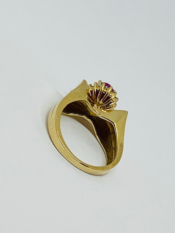 14K Yellow Gold + Ruby + Diamond Statement Ring B… - image 8