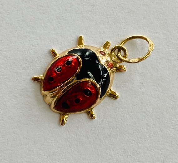 14K Yellow Gold +  Enamel Ladybug Pendant/Charm *… - image 2