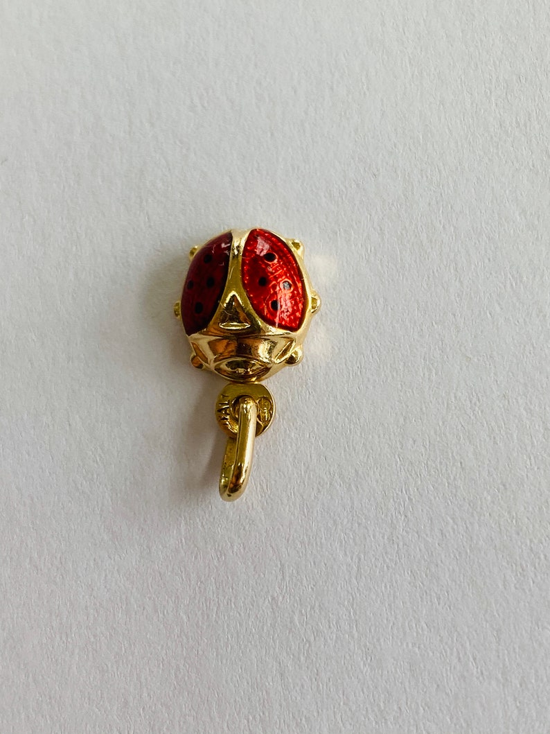 Enamel Lady Bug PendantCharm *VINTAGE* 14k Yellow Gold