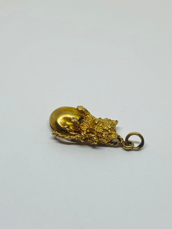 14K Yellow Gold Cat/Kitten in Bag Pendant/Charm *… - image 4