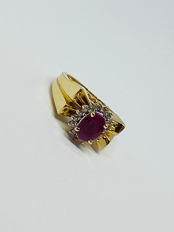 14K Yellow Gold + Ruby + Diamond Statement Ring B… - image 6