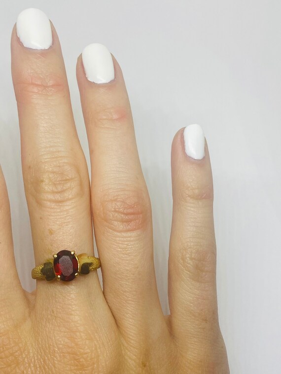 10K Yellow Gold + Garnet Statement Ring BAND SIZE… - image 3