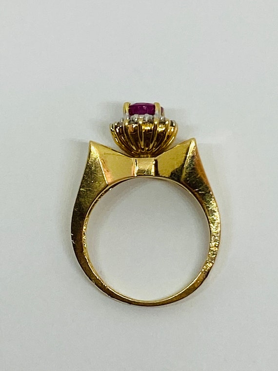 14K Yellow Gold + Ruby + Diamond Statement Ring B… - image 9