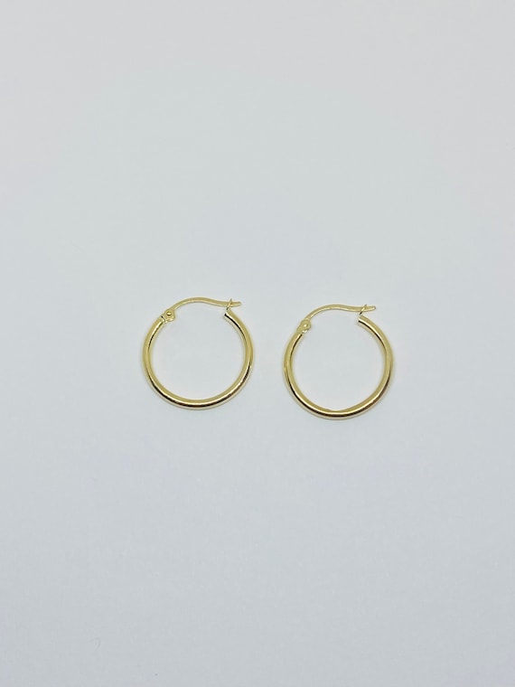14K Yellow Gold Thin/Dainty Hoop Earrings *VINTAG… - image 1