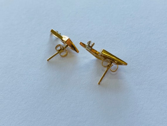 14K Yellow Gold + Diamond Earrings *VINTAGE* - image 4