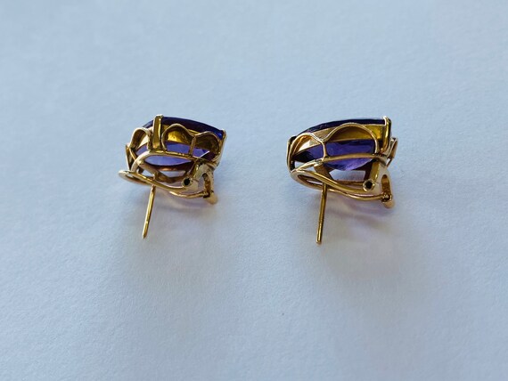 14K Yellow Gold + Amethyst Earrings *VINTAGE* - image 6