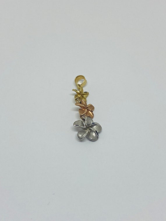 14K Tricolor (Yellow, White, and Rose Gold) Floral