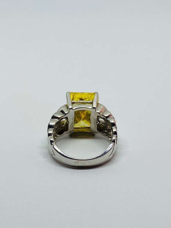 14K White Gold + Yellow Rectangular Stone + Clear… - image 8