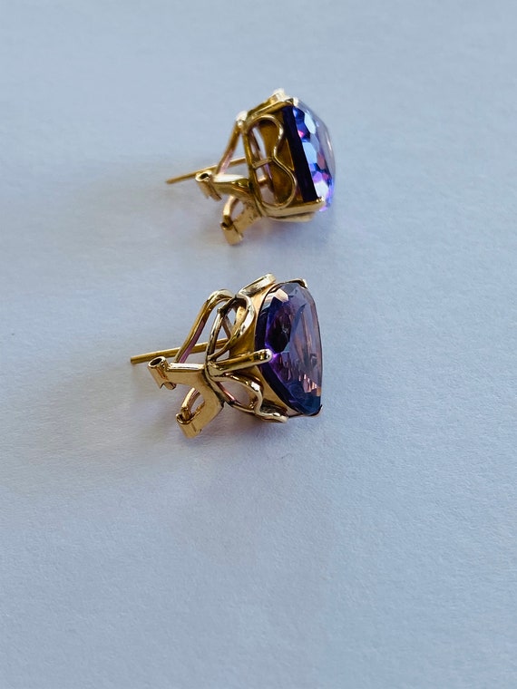 14K Yellow Gold + Amethyst Earrings *VINTAGE* - image 5