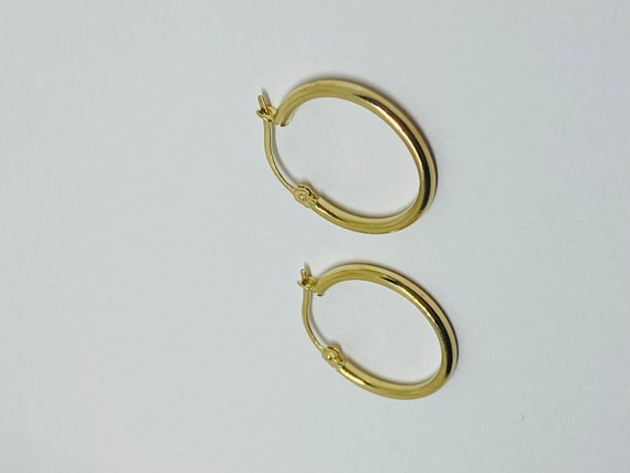 14K Yellow Gold Thin/Dainty Hoop Earrings *VINTAG… - image 7