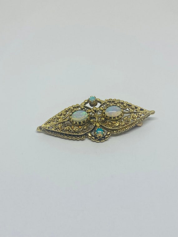 14K Yellow Gold + Opal (October Birthstone) Pin/Br