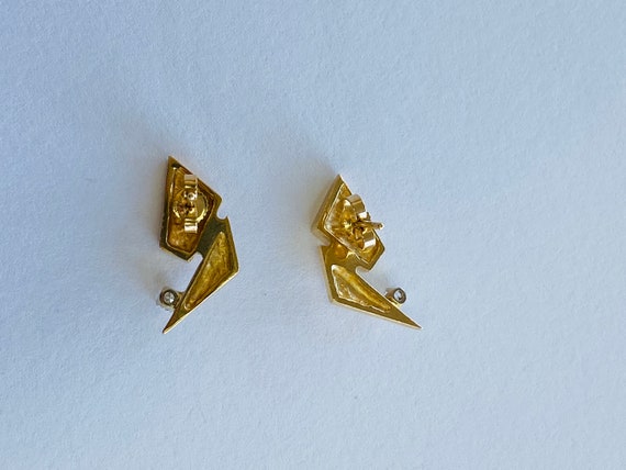 14K Yellow Gold + Diamond Earrings *VINTAGE* - image 5