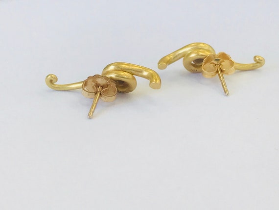 18K Yellow Gold + Diamond Earrings *VINTAGE* - image 4