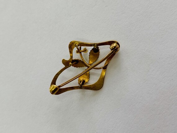 10K Yellow Gold and Pearl Pin/Brooch *VINTAGE* - image 4