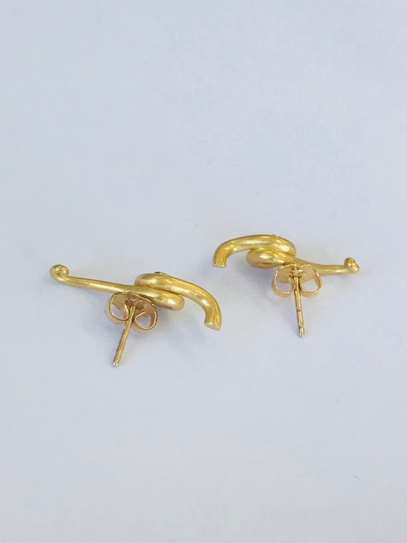 18K Yellow Gold + Diamond Earrings *VINTAGE* - image 2