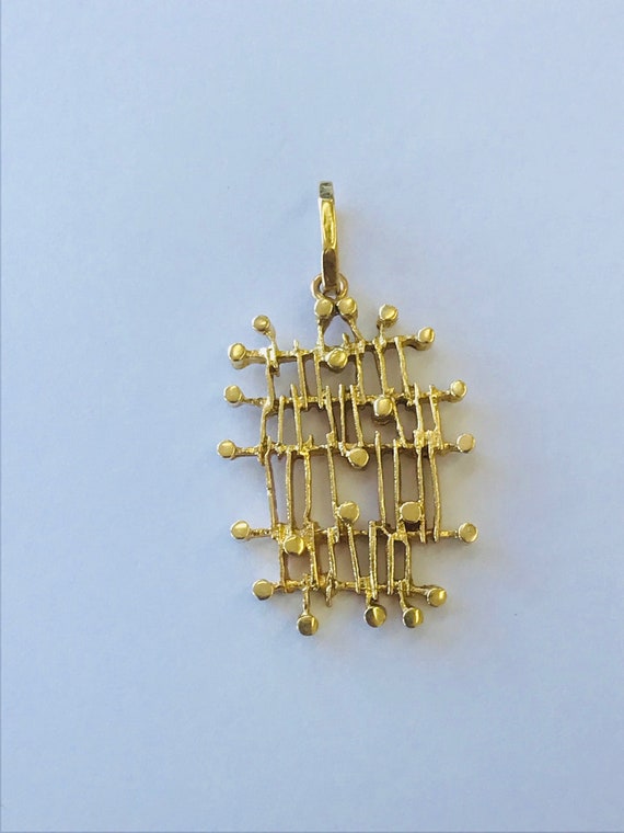 14K Yellow Gold Abstract Unisex Pendant *VINTAGE* - image 2
