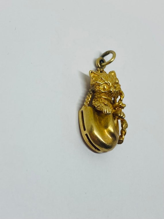 14K Yellow Gold Cat/Kitten in Bag Pendant/Charm *… - image 5