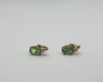 14K Yellow Gold + Peridot Earrings *VINTAGE*