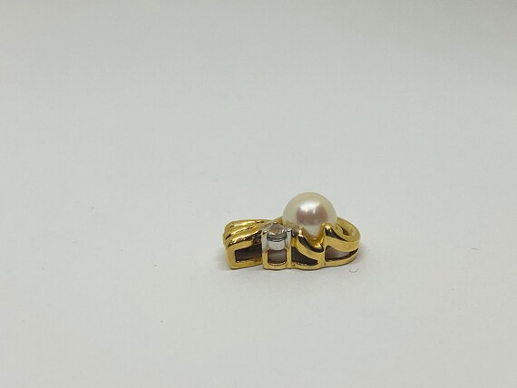 14K Yellow Gold + Pearl + Diamond Pendant/Charm *… - image 4