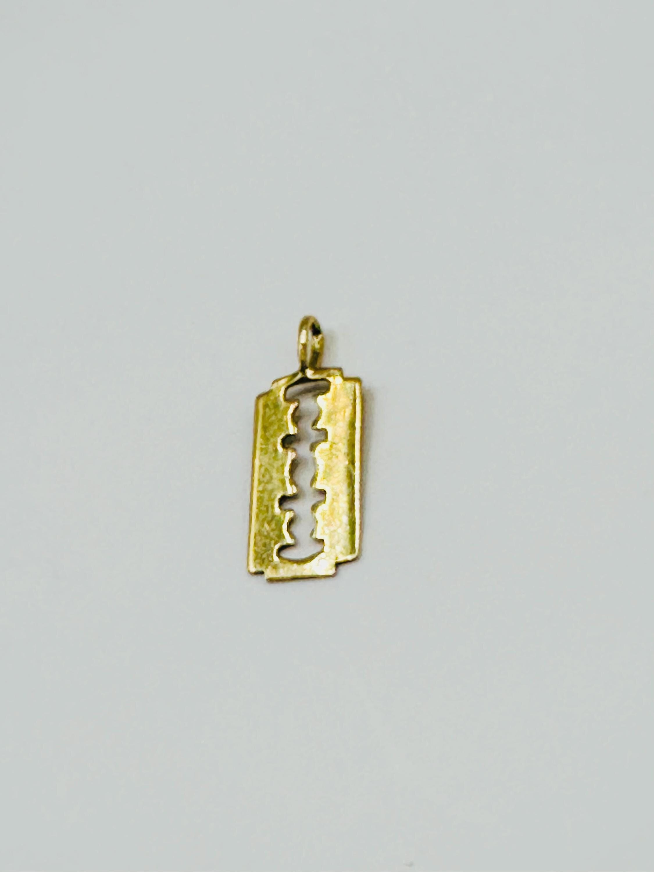 Gold Chain Blade Gents Lockets Men's Razor Blade Pendant Necklace