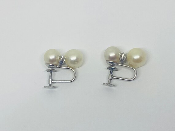 14K White Gold + Pearl + Diamond Clip-On (Non-Pie… - image 3