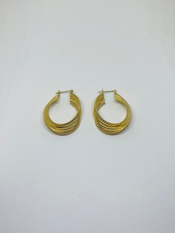 14K Yellow Gold Large Hoop Earrings *VINTAGE*