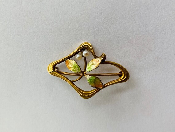 10K Yellow Gold and Pearl Pin/Brooch *VINTAGE* - image 1