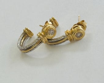14K Yellow Gold + 14K White Gold Dangle/Drop Earrings *VINTAGE*