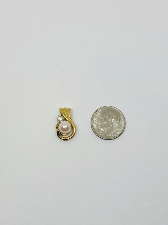 14K Yellow Gold + Pearl + Diamond Pendant/Charm *… - image 5