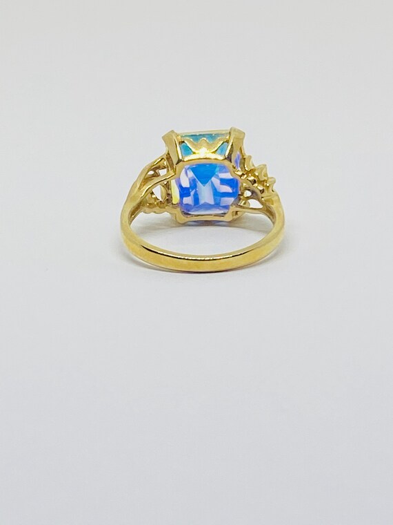 10K Yellow Gold + Rectangular Iridescent Statemen… - image 4
